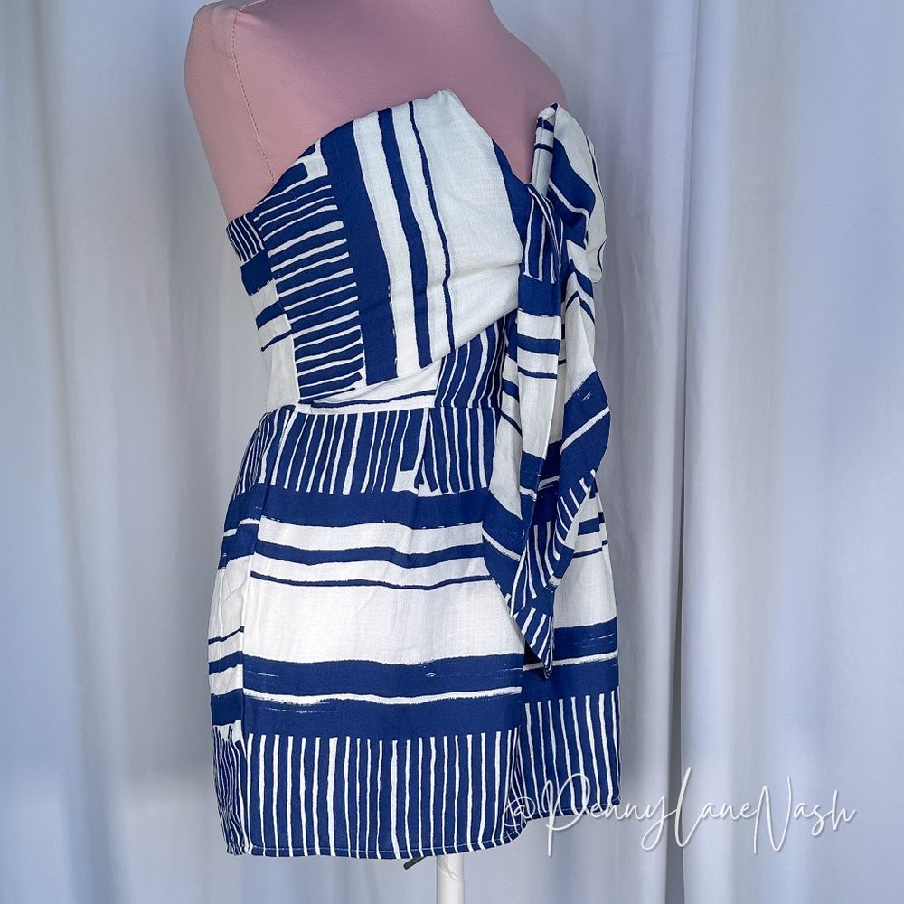 Lulu's Delphi Striped Tie-Front Strapless Romper - image 7